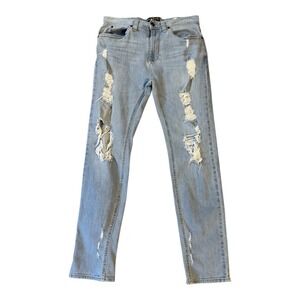 Empyre Verge Distressed Jeans Slim Fit Ripped‎ Light Wash Denim Mens Size 30